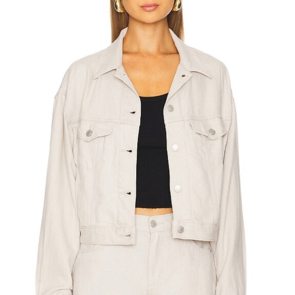 Oversized Levi’s Shrunken 90s Linen Blend Lightweight Trucker Jacket Women’s XS
